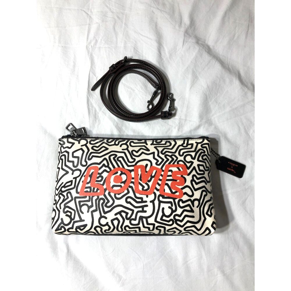 COACH x Keith Haring Lyla Crossbody Bag Love Print F11773 Black White Rare